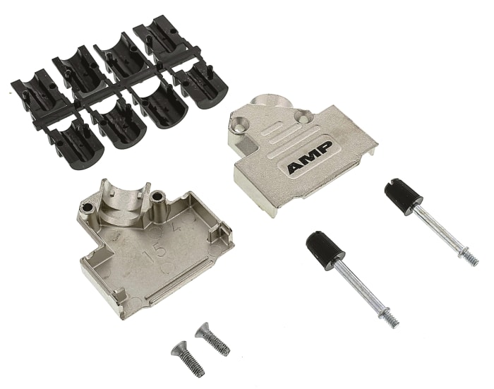 TE Connectivity ADK Series Zinc Angled D Sub Backshell, 15 Way, Strain Relief