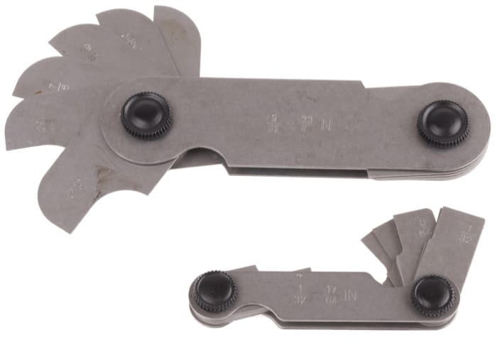 RS PRO Radius Gauge Set Imperial 16 Blades 1/64in 17/62in 1/32in