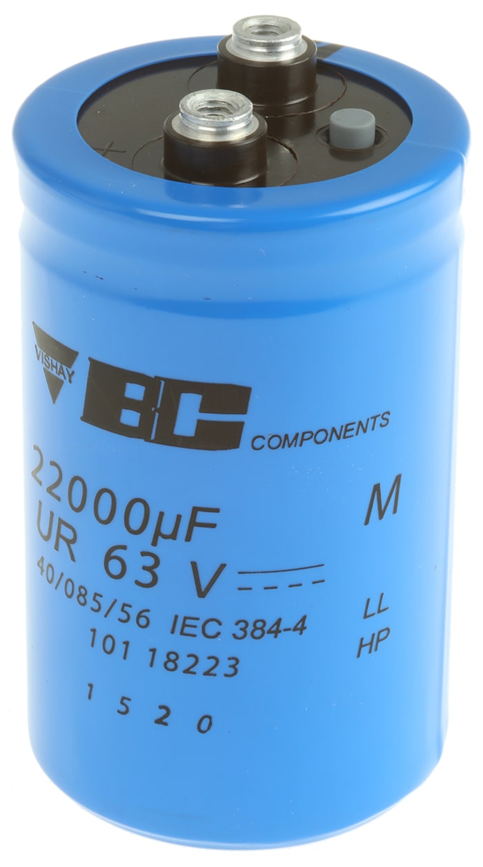 Vishay 22000μF Aluminium Electrolytic Capacitor 63V dc, Screw Terminal - MAL210118223E3