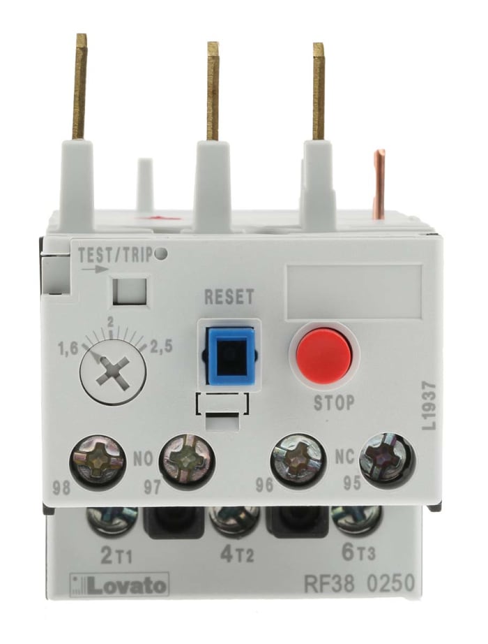 Lovato RF38 Thermal Overload Relay, 1.6 → 2.5 A F.L.C, 2.5 A Contact Rating, 690 V ac, 3P