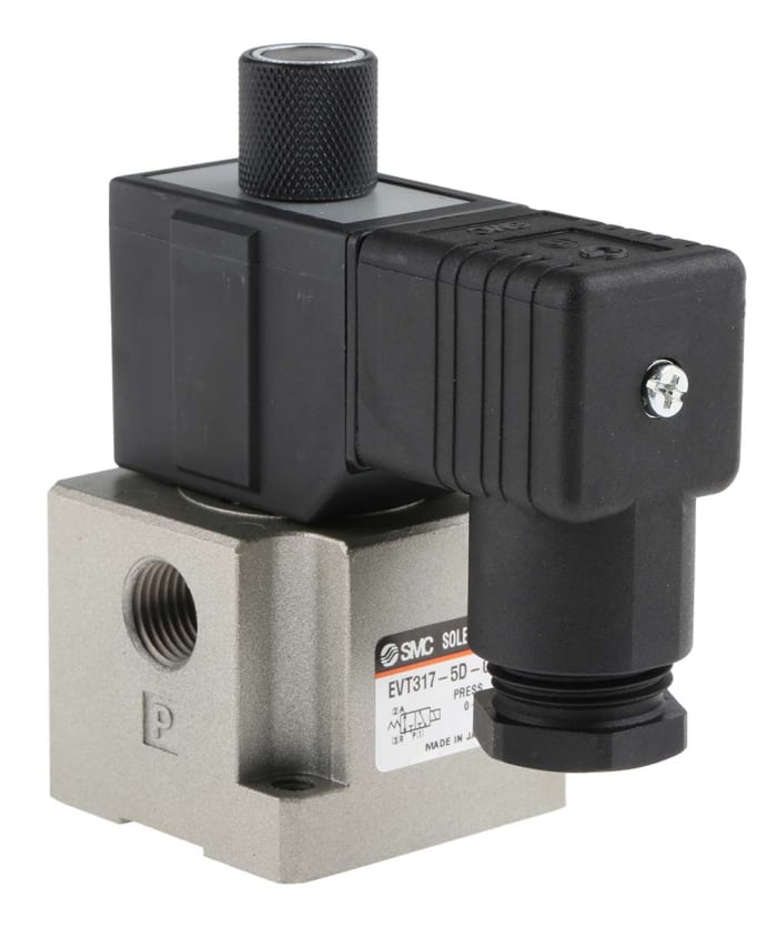 SMC 3/2 Pneumatic Solenoid Valve - Spring/Solenoid G 1/4 VT317 Series 24V dc