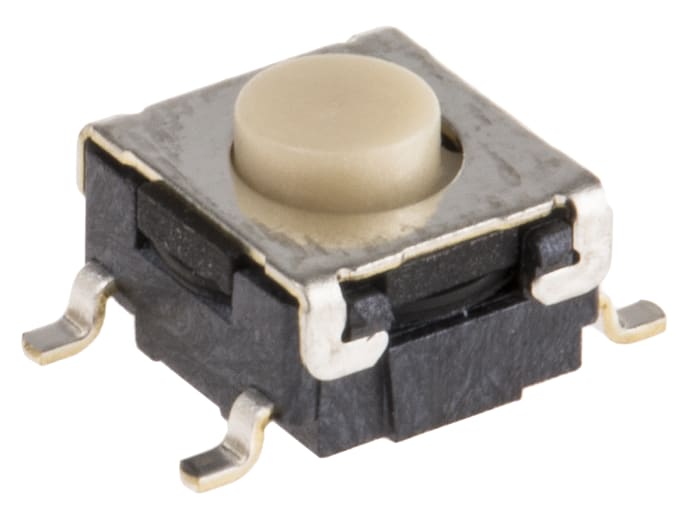 Omron Button Tactile Switch, SPST 50 mA @ 24 V dc 0.8mm Through Hole