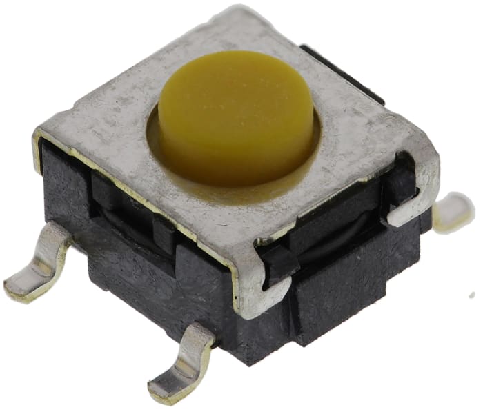 Omron IP64 Black Button Tactile Switch, SPST 50 mA @ 24 V dc 0.8mm Through Hole