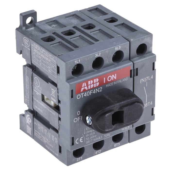 Interrupteur-sectionneur ABB, 4 P, 40A, 750V c.a.