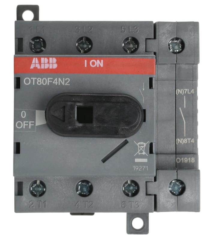 Interrupteur-sectionneur ABB, 4 P, 80A, 750V c.a.