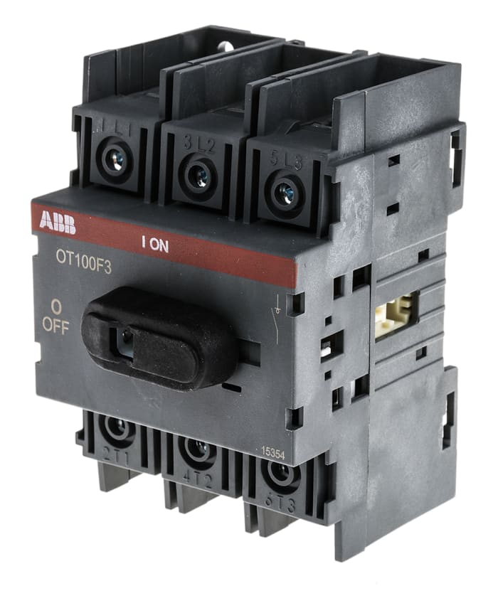 ABB 3P Pole DIN Rail Non Fused Isolator Switch - 100A Maximum Current, 37kW Power Rating, IP20