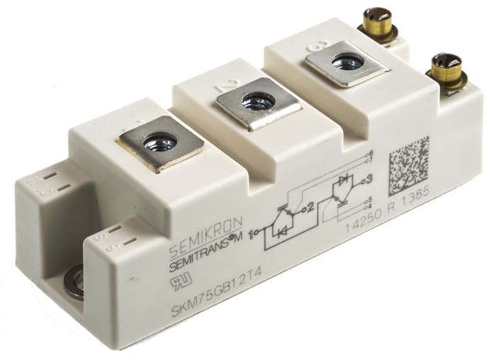 Semikron Danfoss SKM75GB12T4 Dual Half Bridge IGBT Module, 115 A 1200 V, 7-Pin SEMITRANS2, Panel Mount