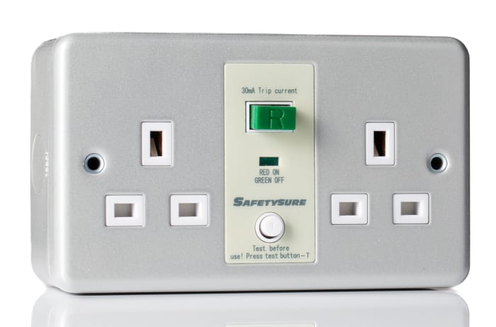 Conector hembra RCD RS PRO 2 módulos, 230 V ac, 13A de color Gris