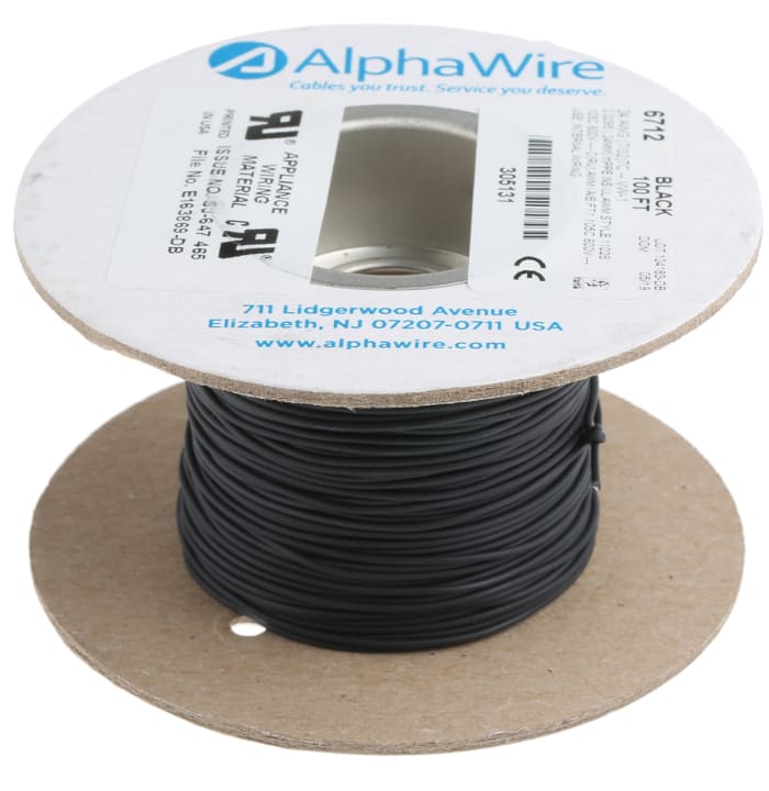 6712 BK005 Alpha Wire Alpha Wire Ecogen Ecowire Series Black 0.2 mm²