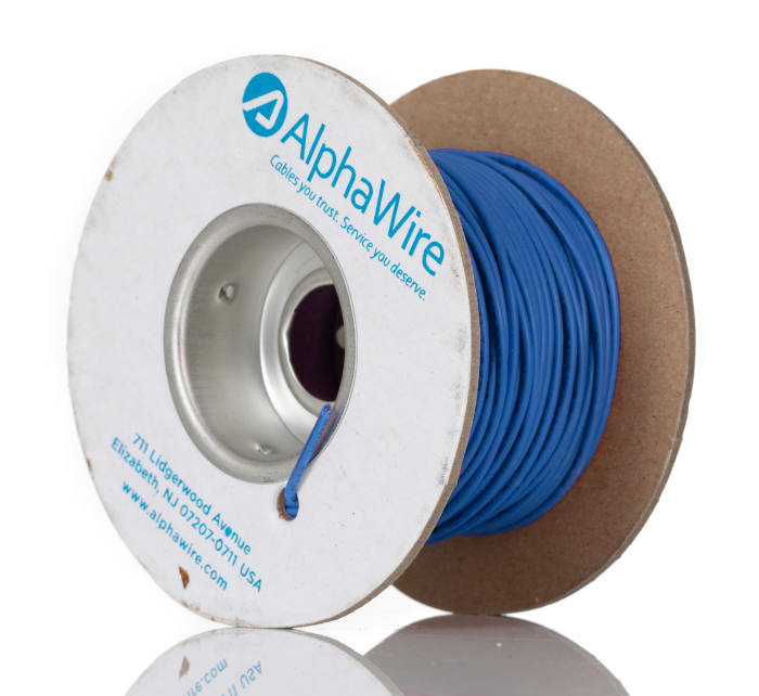 Alpha Wire Ecogen Ecowire Series Blue 0.75 mm² Hook Up Wire, 18 AWG, 16/0.25 mm, 30m, MPPE Insulation, 6715 BL005