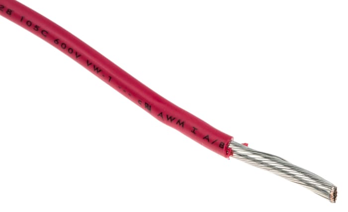 Alpha Wire Ecogen Ecowire Series Red 3.3 mm² Hook Up Wire, 12 AWG, 65/0.25 mm, 30m, MPPE Insulation, 6718 RD005