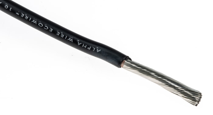 Alpha Wire Ecogen Ecowire Series Black 5.2 mm² Hook Up Wire, 10 AWG, 105/0.25 mm, 30m, MPPE Insulation, 6719 BK005