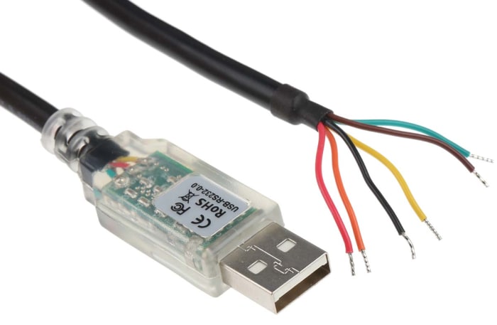 FTDI Chip RS232 USB A Male to Cable End Converter Cable