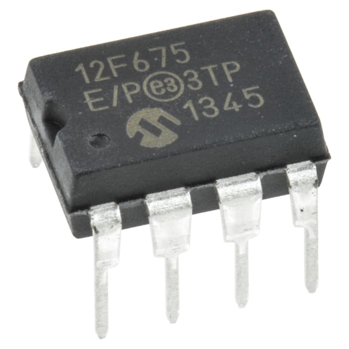 Microchip, 8bit PIC, PIC12F Microcontroller, 20MHz, 1024 x 14 words, 128 B Flash, 8-Pin PDIP