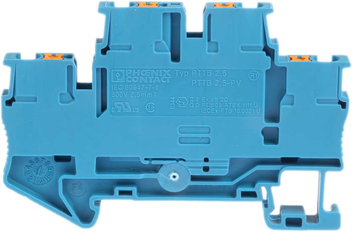 Phoenix Contact 3210570 PTTB 2.5 BU Series Blue, 0.14 → 4mm², Double-Level, Push In Termination, ATEX