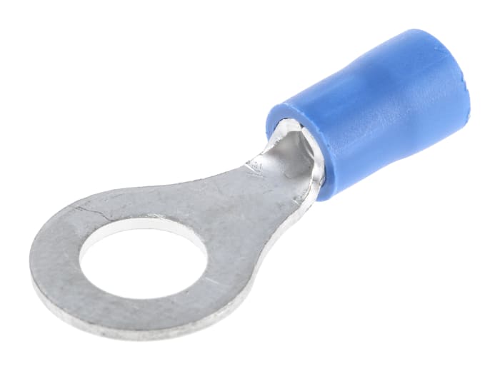 JST, FV Insulated Ring Terminal, 6mm Stud Size, 1mm² to 2.6mm² Wire Size, Blue