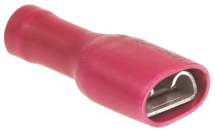JST FLVDDF Red Insulated Female Spade Connector, Crimp, 6.35 x 0.8 mm Tab Size 22 AWG to 16 AWG