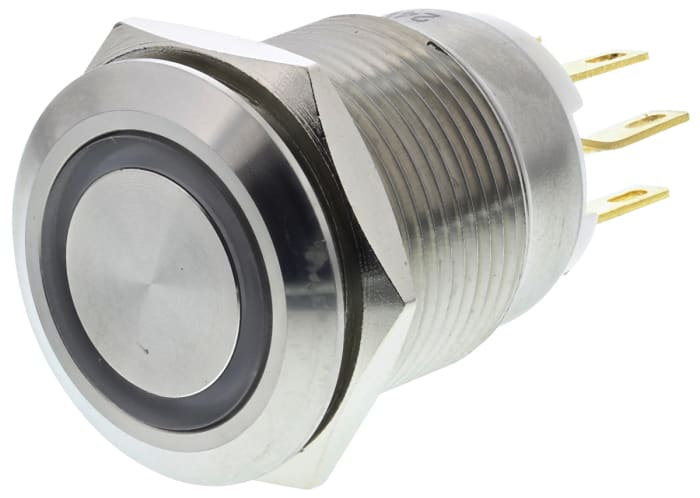EOZ R Series Illuminated Push Button Switch, Momentary, Panel, 19.2 mm Cutout, SPDT, Red LED, IP65 250 V ac