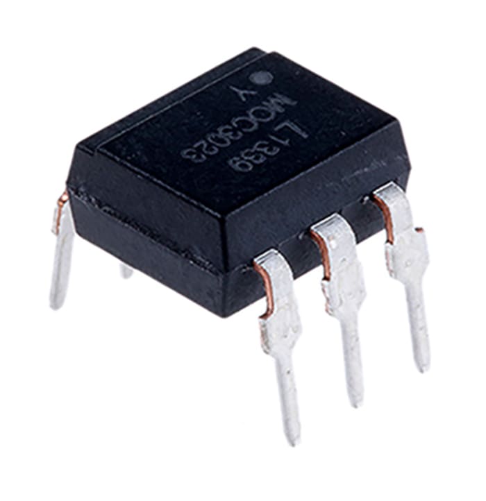 Optoacoplador Lite-On MOC de 1 canal, Viso= 5 kVrms, OUT. Triac, mont. pasante, encapsulado PDIP, 6 pines