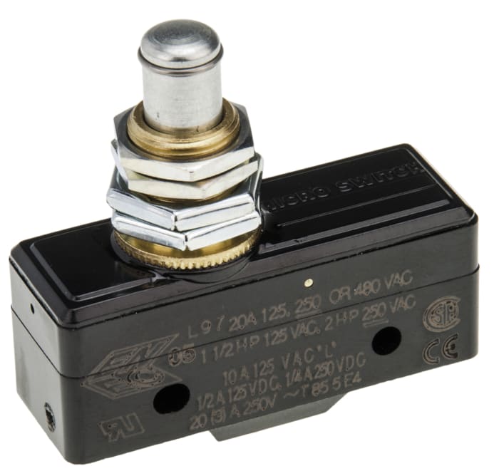 Honeywell BA Series Plunger Limit Switch, SPDT, Plastic Housing, 250V ac Max, 20A Max