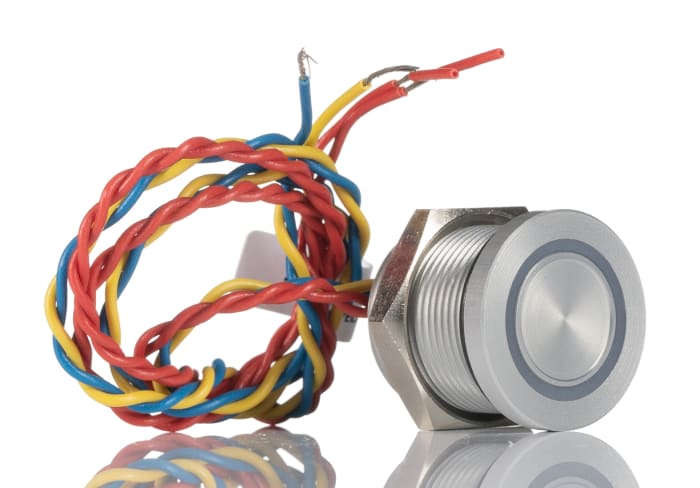 APEM Illuminated Piezo Switch, Momentary, SPST, IP68 Flying Lead, 200 mA, 75 °C, -40 °C