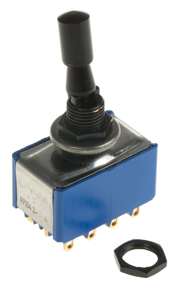 APEM Toggle Switch, Panel Mount, On-On, 4PDT, Solder Lug Terminal, 30V dc