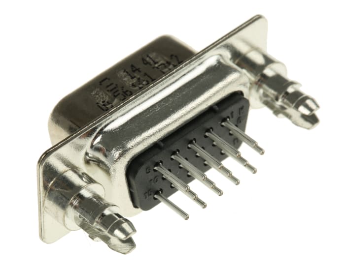 HARTING 15 Way Through Hole D-sub Connector Plug, 2.29mm Pitch, with 4-40 UNC Threaded Inserts, Boardlocks