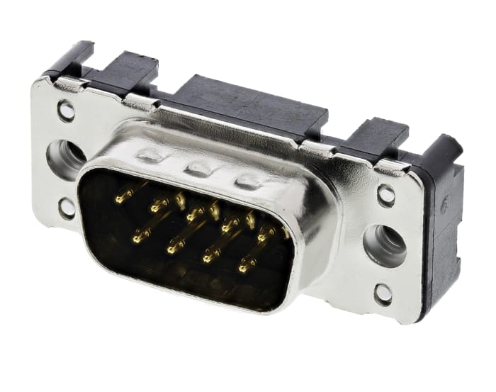 HARTING 9 Way Through Hole D-sub Connector Plug, 2.74mm Pitch, with 4-40 UNC Threaded Inserts, Boardlocks