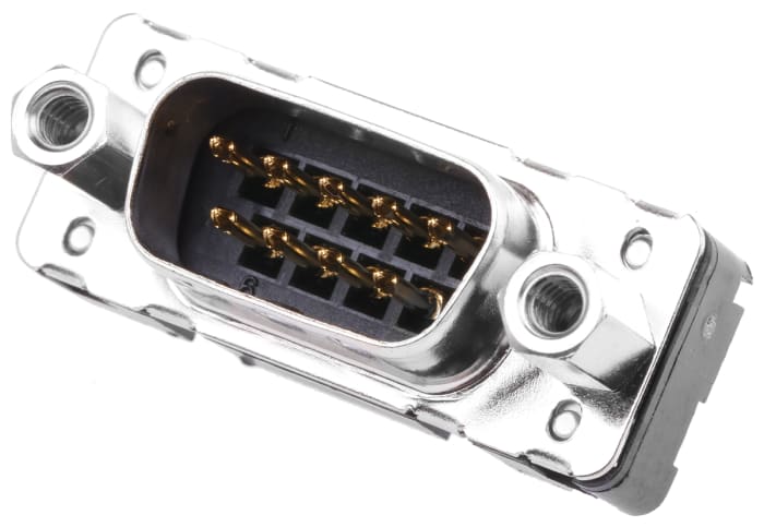 HARTING 9 Way Through Hole D-sub Connector Plug, 2.74mm Pitch, with 4-40 UNC Threaded Inserts, Boardlocks
