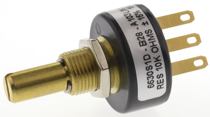 Bourns 10kΩ Rotary Potentiometer Continuous-Turns 1-Gang Panel Mount, 6630S1D-B28-A103
