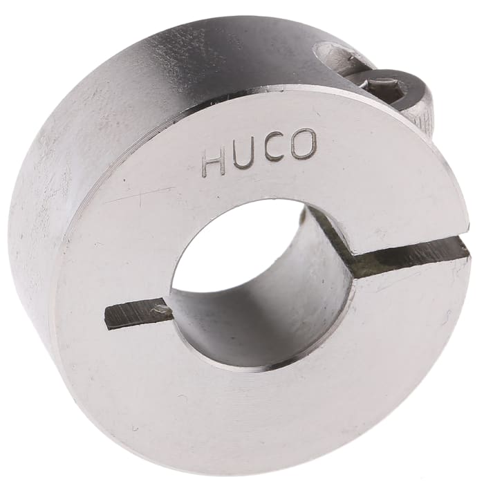 Huco Shaft Collar, One Piece, Clamp Screw, Bore 12mm, OD 28mm, W 11mm, Stainless Steel