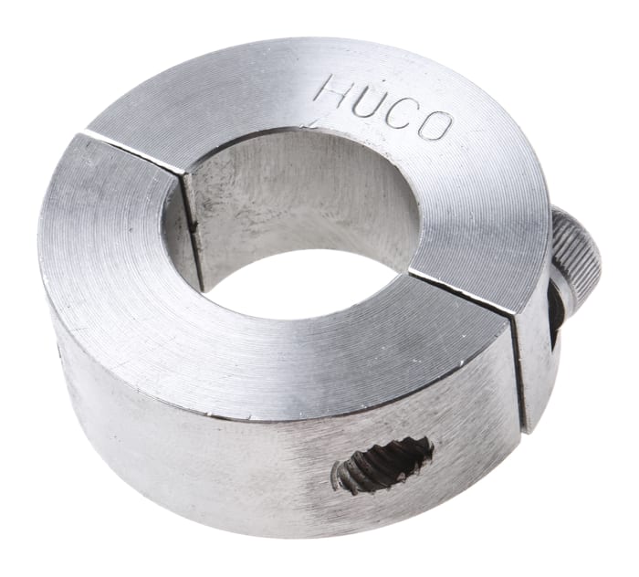 Huco Shaft Collar, Two Piece, Clamp Screw, Bore 20mm, OD 40mm, W 15mm, Stainless Steel