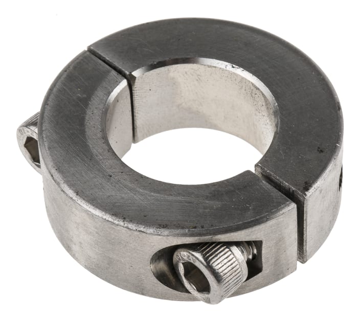 Huco Shaft Collar, Two Piece, Clamp Screw, Bore 25mm, OD 45mm, W 15mm, Stainless Steel