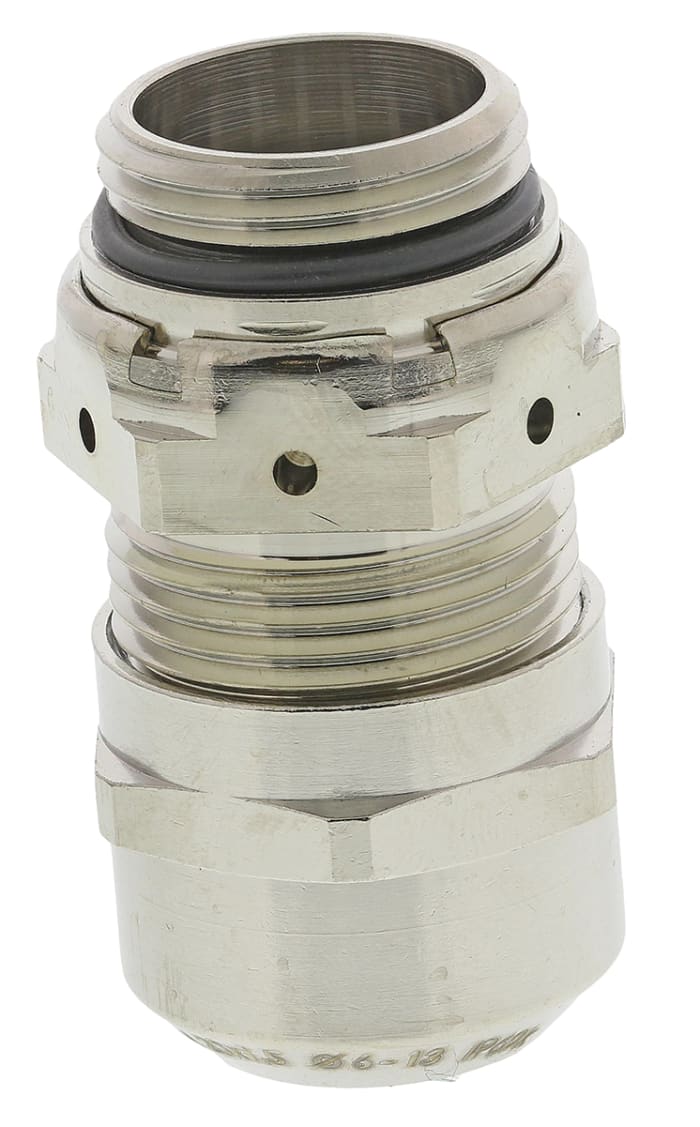 Nickel Plated Brass Cable Gland, M20 Thread, 6mm Min, 13mm Max, IP69K