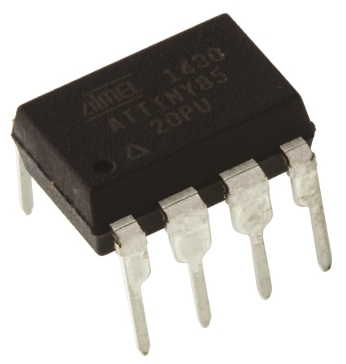 Microchip ATTINY85-20PU, 8bit AVR Microcontroller, ATtiny, 20MHz, 8 kB, 512 B Flash, 8-Pin PDIP