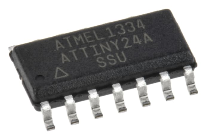 Microchip ATTINY24A-SSU, 8bit AVR Microcontroller, ATtiny, 20MHz, 128 B, 2 kB Flash, 14-Pin SOIC