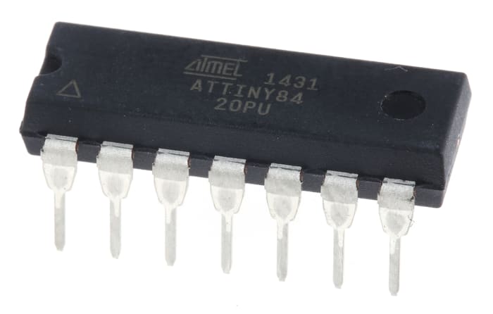 Microchip ATTINY84-20PU, 8bit AVR Microcontroller, ATtiny, 20MHz, 8 kB, 512 B Flash, 14-Pin PDIP