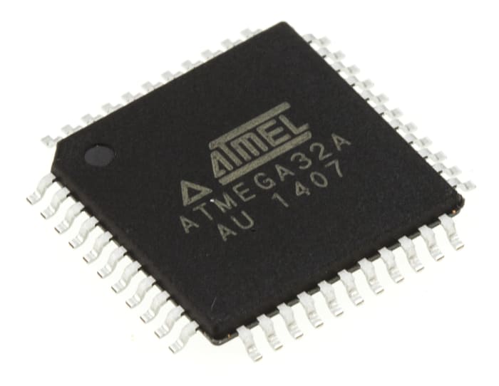 Microcontrolador Atmel ATMEGA32A-AU, núcleo AVR de 8bit, RAM 2 kB, 16MHZ, TQFP de 44 pines