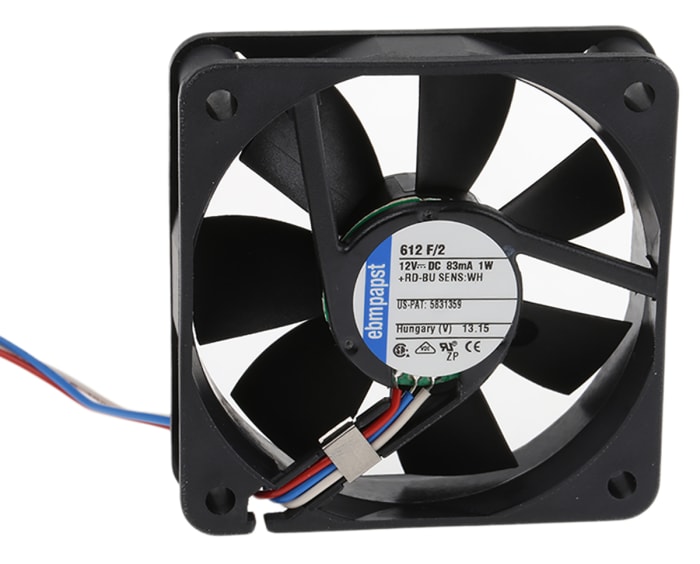 ebm-papst 600 F Series Axial Fan, 12 V dc, DC Operation, 29m³/h, 1W, 83mA Max, 60 x 60 x 15mm