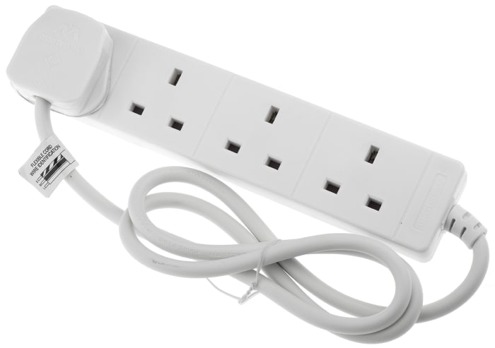 RS PRO Type G - British 4 Gang Extension socket, 1m Cable, 13A, Fused