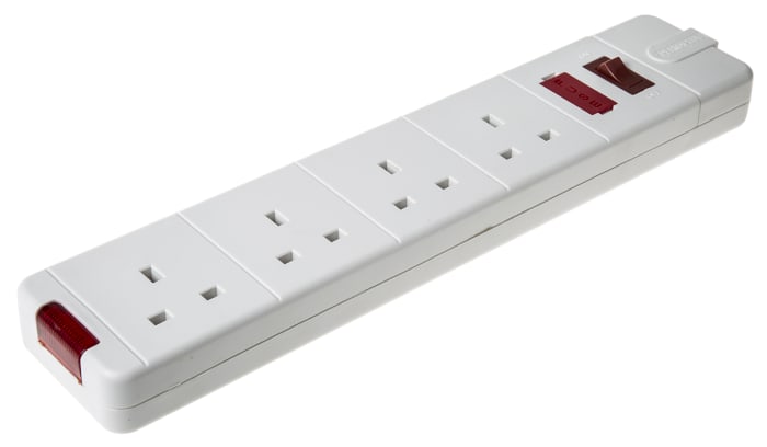 RS PRO Type G - British 4 Gang Extension socket, Fused