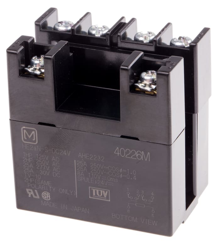 Panasonic PCB Mount Power Relay, 24V dc Coil, 30A Switching Current, DPST