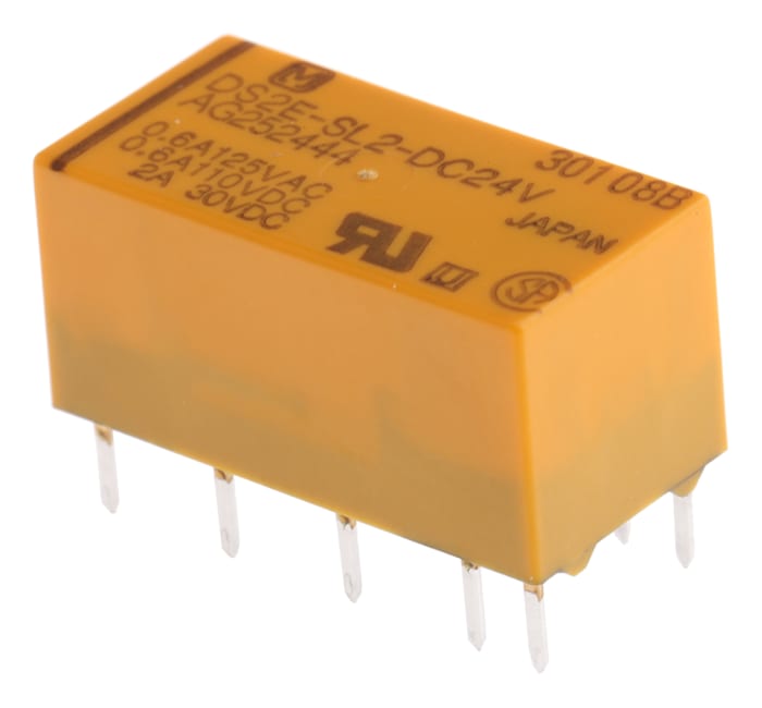 Panasonic PCB Mount Latching Signal Relay, 24V dc Coil, 3A Switching Current, DPDT