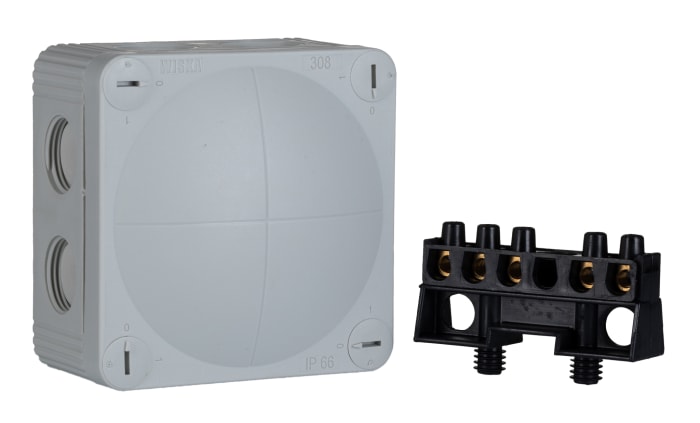 Caja de conexiones WISKA COMBI 308/5, 8, Polipropileno, Gris, 85mm, 85mm, 51mm, 85 x 85 x 51mm, IP66