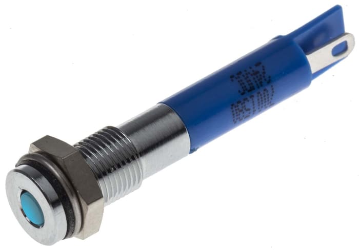 RS PRO Blue Panel Mount Indicator, 24V dc, Solder Tab Termination, IP67