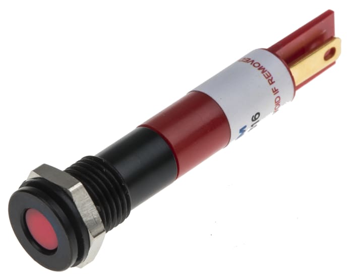 RS PRO Red Panel Mount Indicator, 12V dc, Solder Tab Termination, IP67