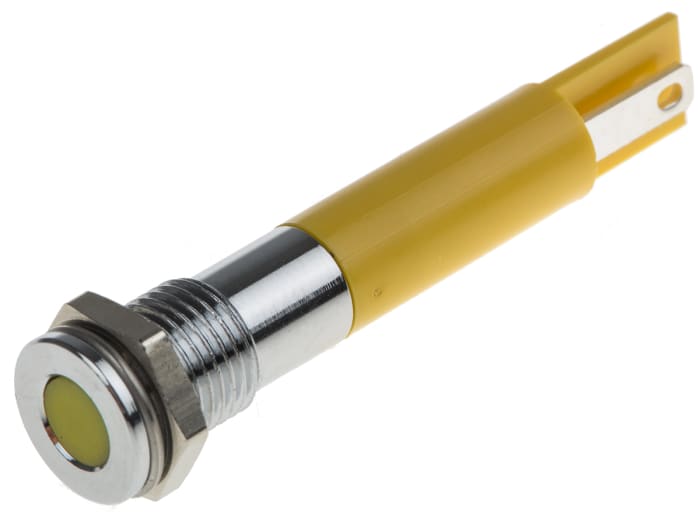 RS PRO Yellow Panel Mount Indicator, 220V ac, Solder Tab Termination, IP67