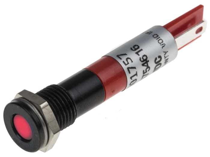 RS PRO Red Panel Mount Indicator, 24V dc, Solder Tab Termination, IP67
