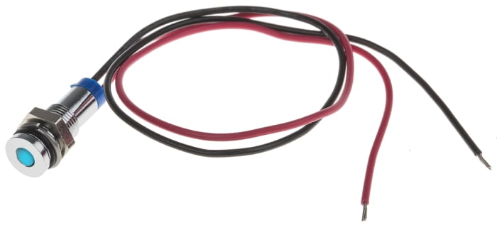 RS PRO Blue Panel Mount Indicator, 2V dc, 6mm Mounting Hole Size, Lead Wires Termination, IP67