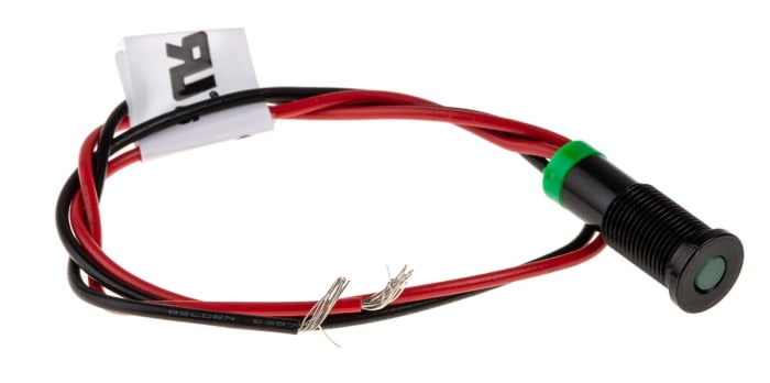 RS PRO Green Panel Mount Indicator, 2V dc, 6mm Mounting Hole Size, Lead Wires Termination, IP67
